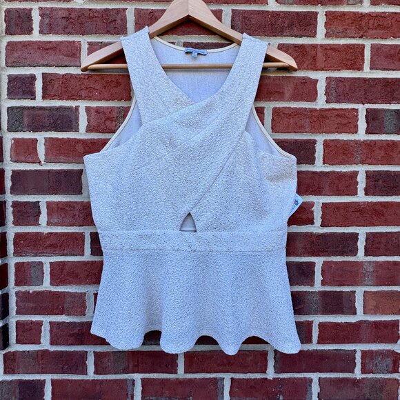 Charlotte Rouse Peplum Top XL Gold Sparkle Sleeveless Glam Coquette Going Out - Picture 1 of 9